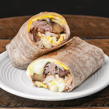 HAM, EGG, CHEESE & POTATO BURRITO